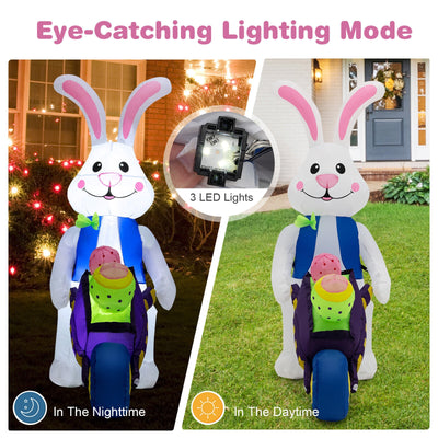 Inflatable Easter Rabbit Decoration with Pushing Cart