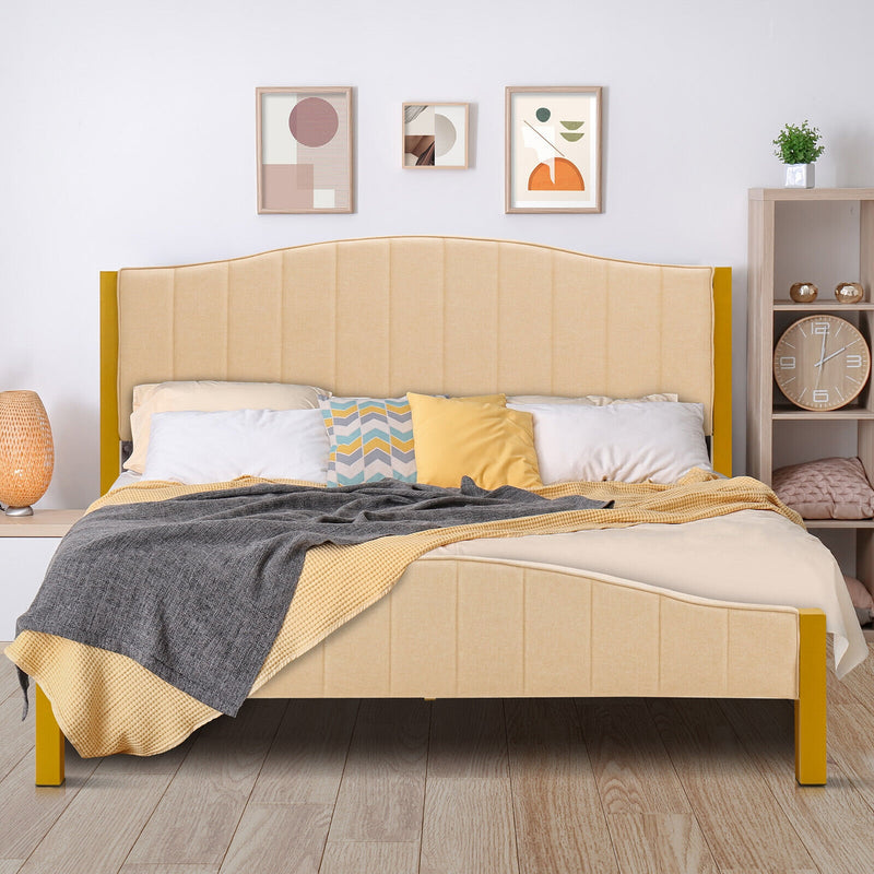 Full/Queen Size Upholstered Bed Frame with Quilted Headboard-Queen Size