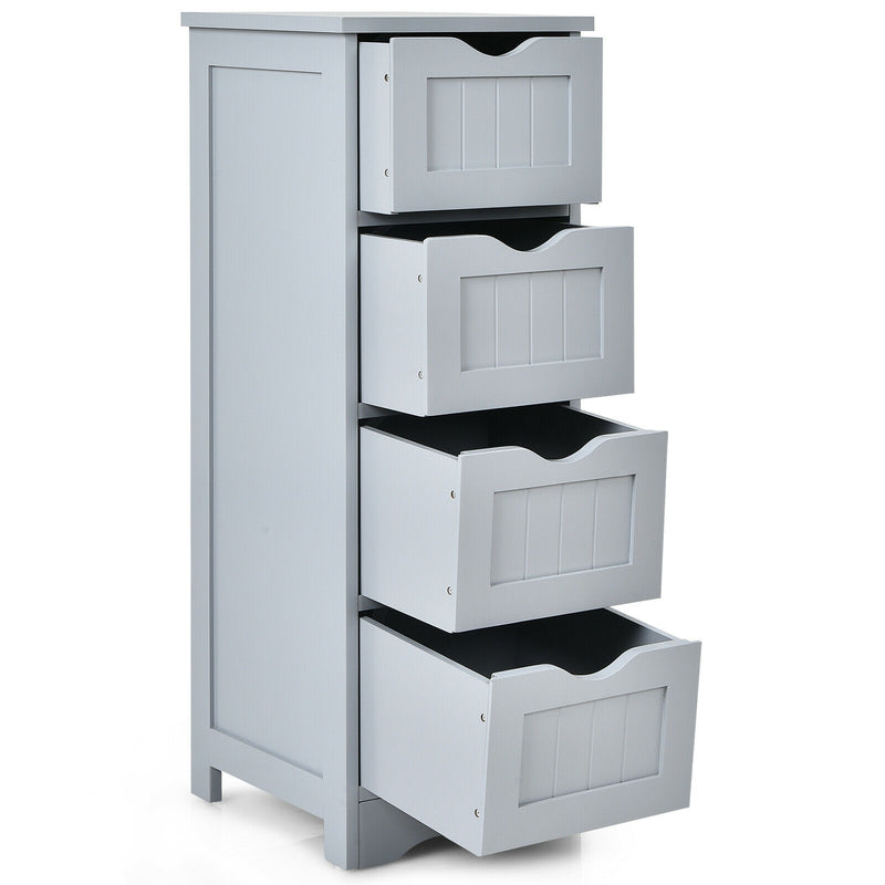 Floor Wooden Free Standing Storage Side Organizer for Bathroom-Gray