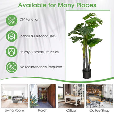 4 Feet Artificial Tree Artificial Monstera Palm Tree Fake Plant