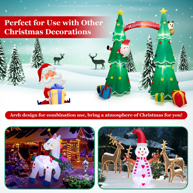 10 Feet Tall Inflatable Christmas Arch with LED and Built-in Air Blower