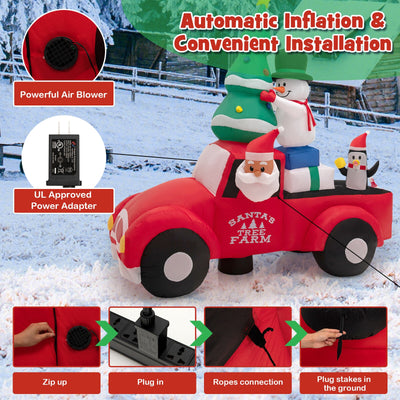 8 Feet Wide Inflatable Santa Claus Driving a Car with LED and Air Blower