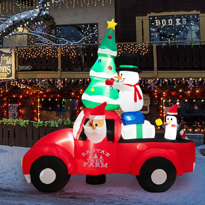 8 Feet Wide Inflatable Santa Claus Driving a Car with LED and Air Blower