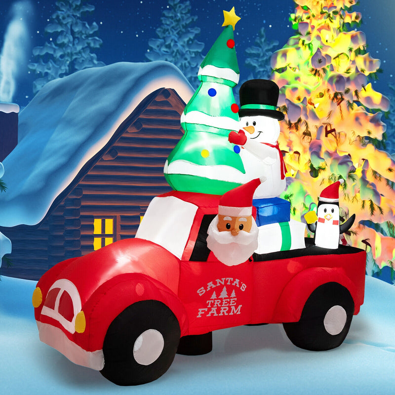 8 Feet Wide Inflatable Santa Claus Driving a Car with LED and Air Blower