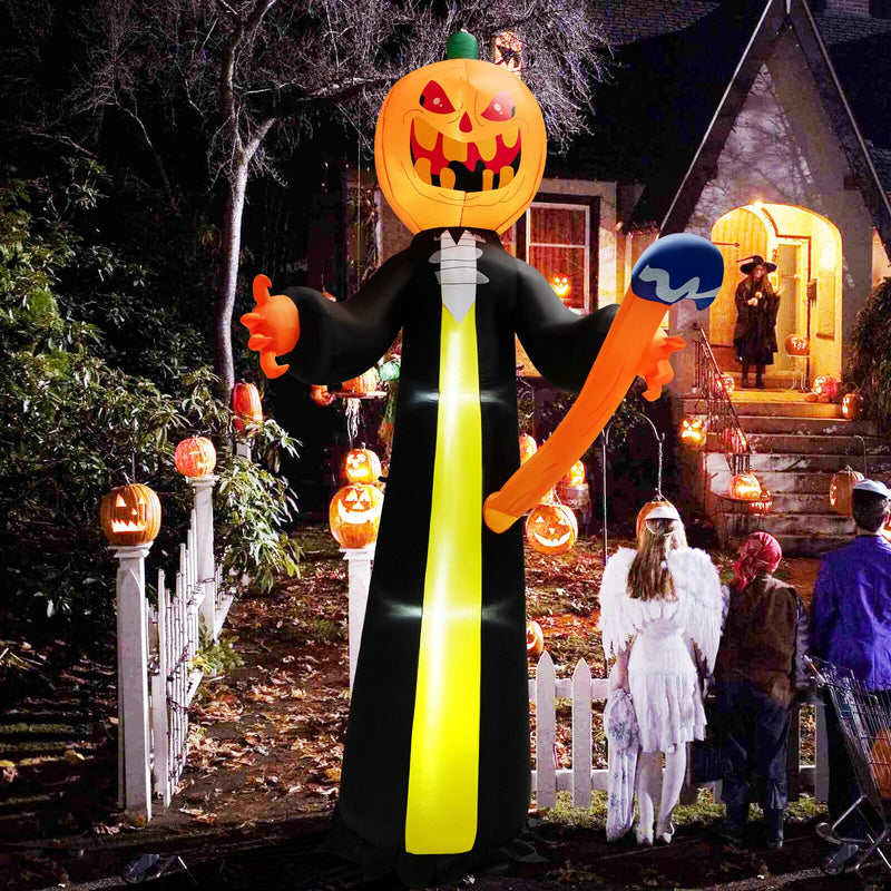 10 Feet Halloween Inflatable Pumpkin Ghosts with Built-in LEDs