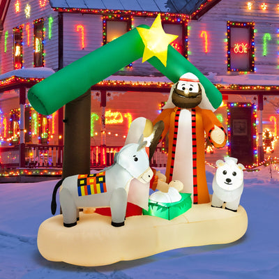 6.7 Feet Christmas Inflatable Nativity Scene with LED Lights