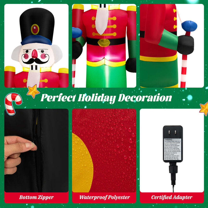 8 Feet Inflatable Nutcracker Soldier with 2 Built-in LED Lights