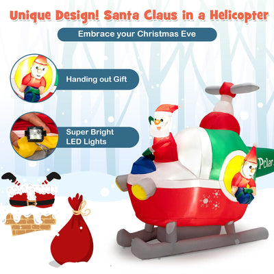 6 Feet Wide Inflatable Santa Claus Flying a Helicopter with Air Blower