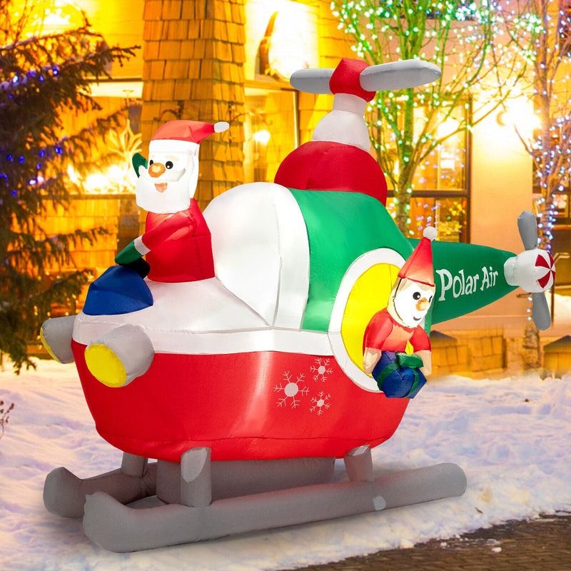 6 Feet Wide Inflatable Santa Claus Flying a Helicopter with Air Blower