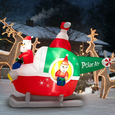 6 Feet Wide Inflatable Santa Claus Flying a Helicopter with Air Blower