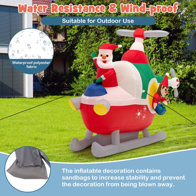 6 Feet Wide Inflatable Santa Claus Flying a Helicopter with Air Blower