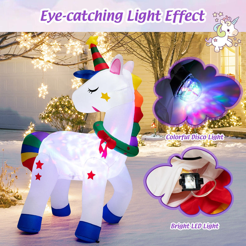 6 Feet Inflatable Unicorn Decoration with Rainbow