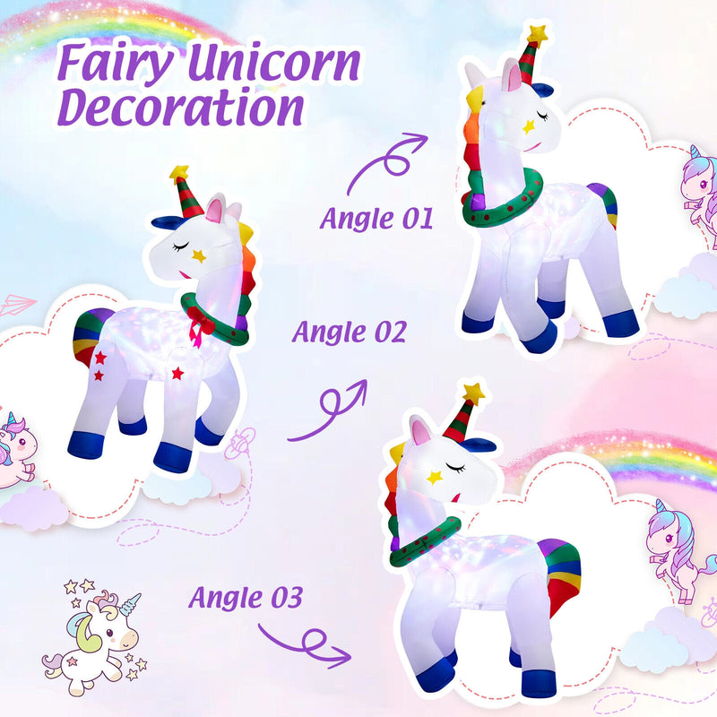 6 Feet Inflatable Unicorn Decoration with Rainbow