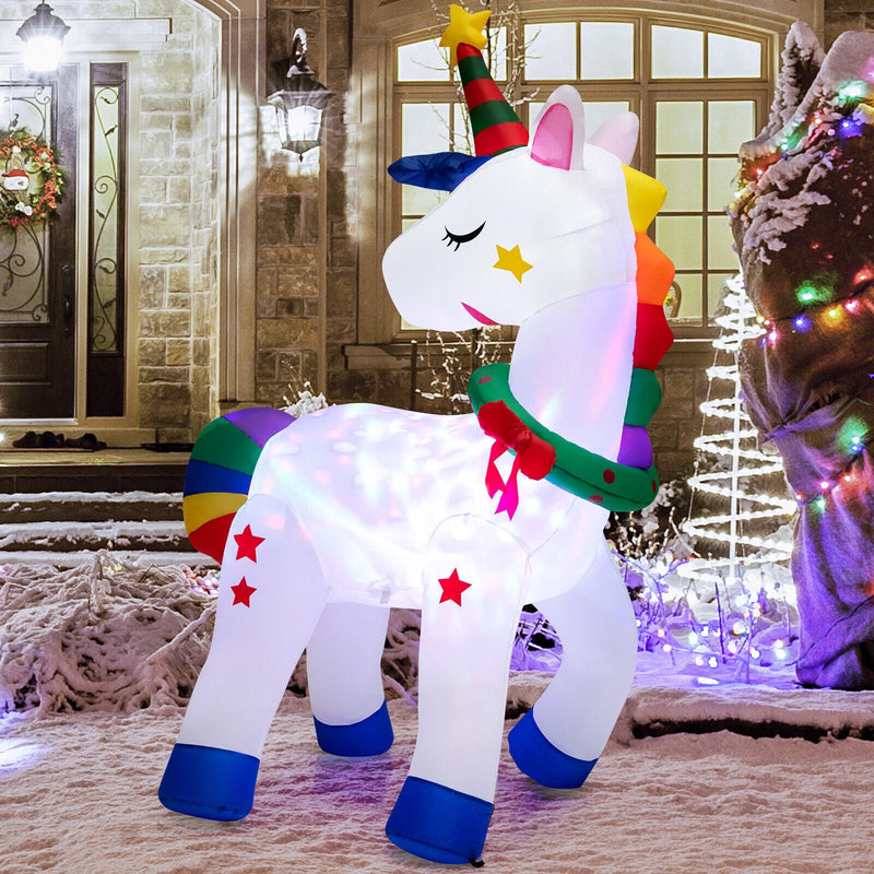 6 Feet Inflatable Unicorn Decoration with Rainbow