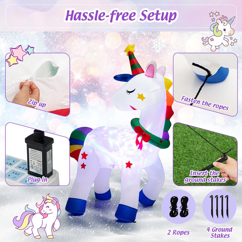 6 Feet Inflatable Unicorn Decoration with Rainbow