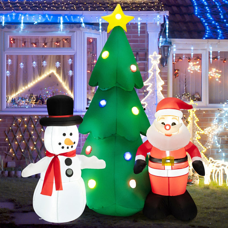 6 Feet Tall Lighted Inflatable Christmas Decoration with Santa Claus and Snowman