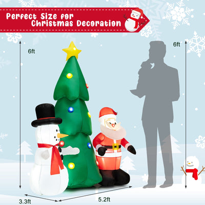 6 Feet Tall Lighted Inflatable Christmas Decoration with Santa Claus and Snowman