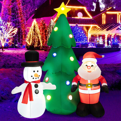 6 Feet Tall Lighted Inflatable Christmas Decoration with Santa Claus and Snowman