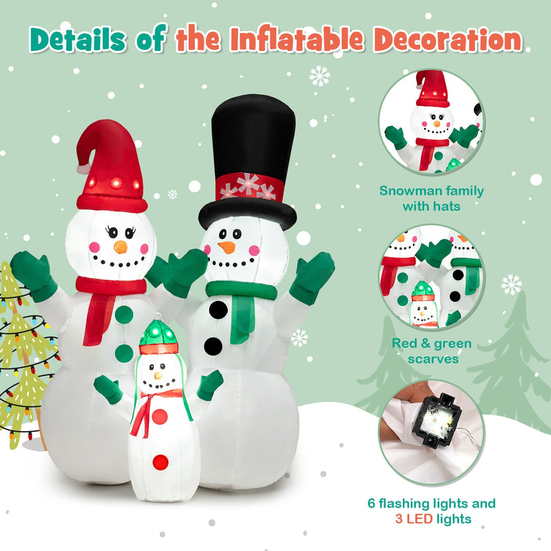 6 Feet Inflatable Christmas Snowman Decoration with LED and Air Blower