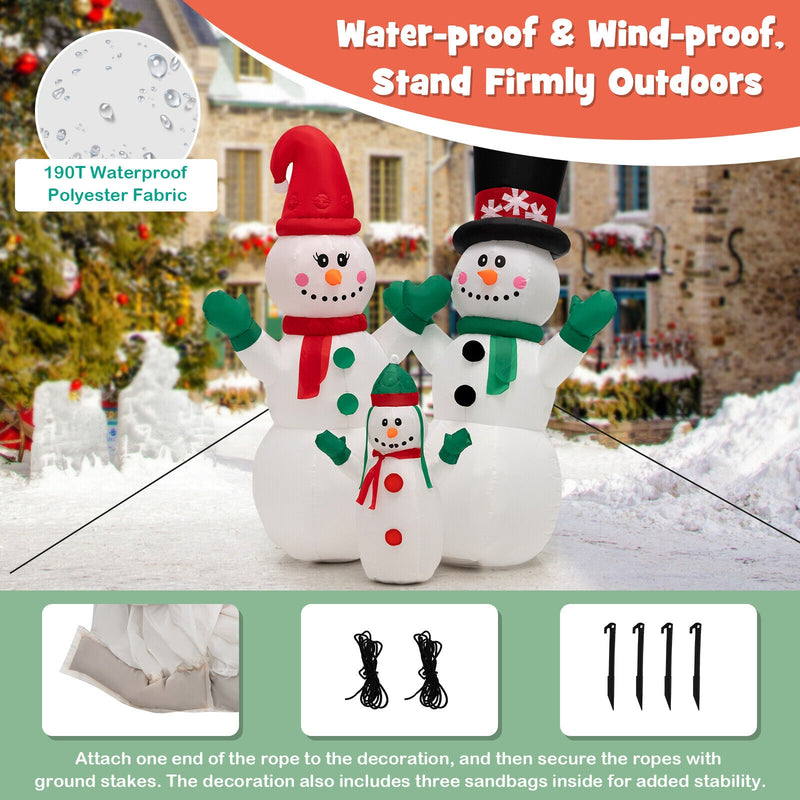 6 Feet Inflatable Christmas Snowman Decoration with LED and Air Blower