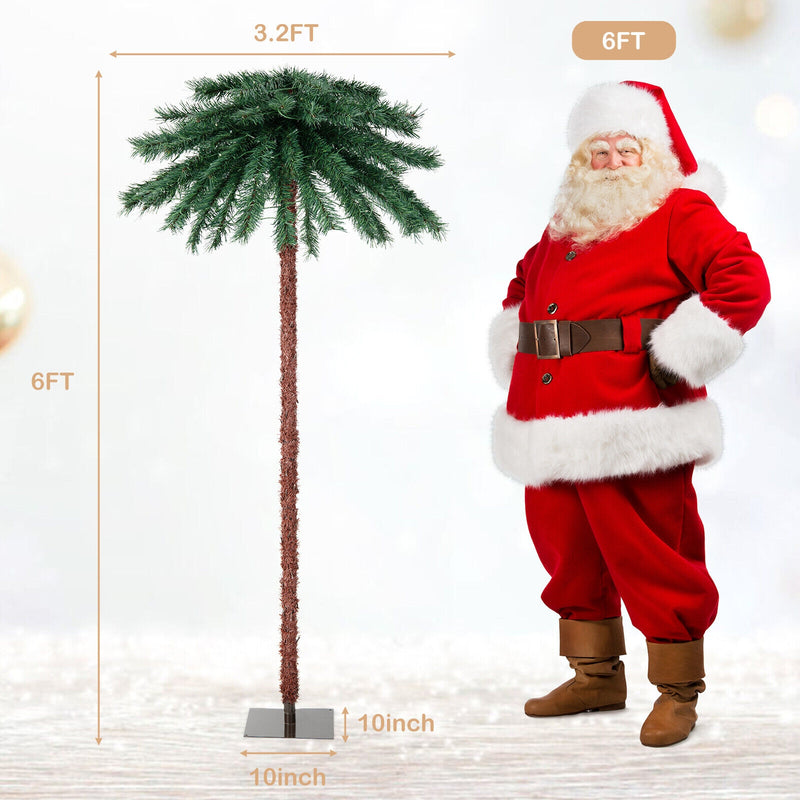 6 Feet Pre-Lit Artificial Tropical Christmas Palm Tree with 210 Multi-Color Lights