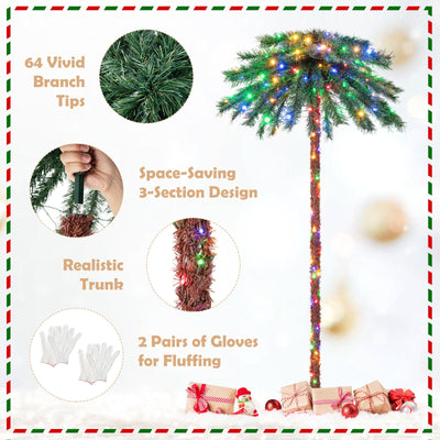 6 Feet Pre-Lit Artificial Tropical Christmas Palm Tree with 210 Multi-Color Lights