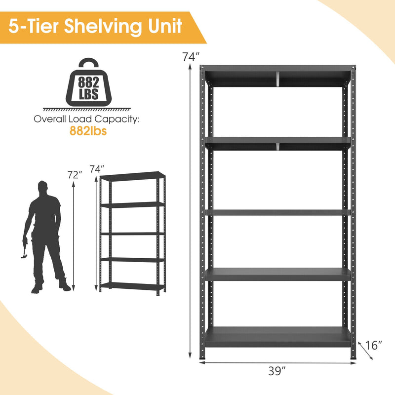 5-Tier Metal Utility Storage Rack for Free Combination-Black