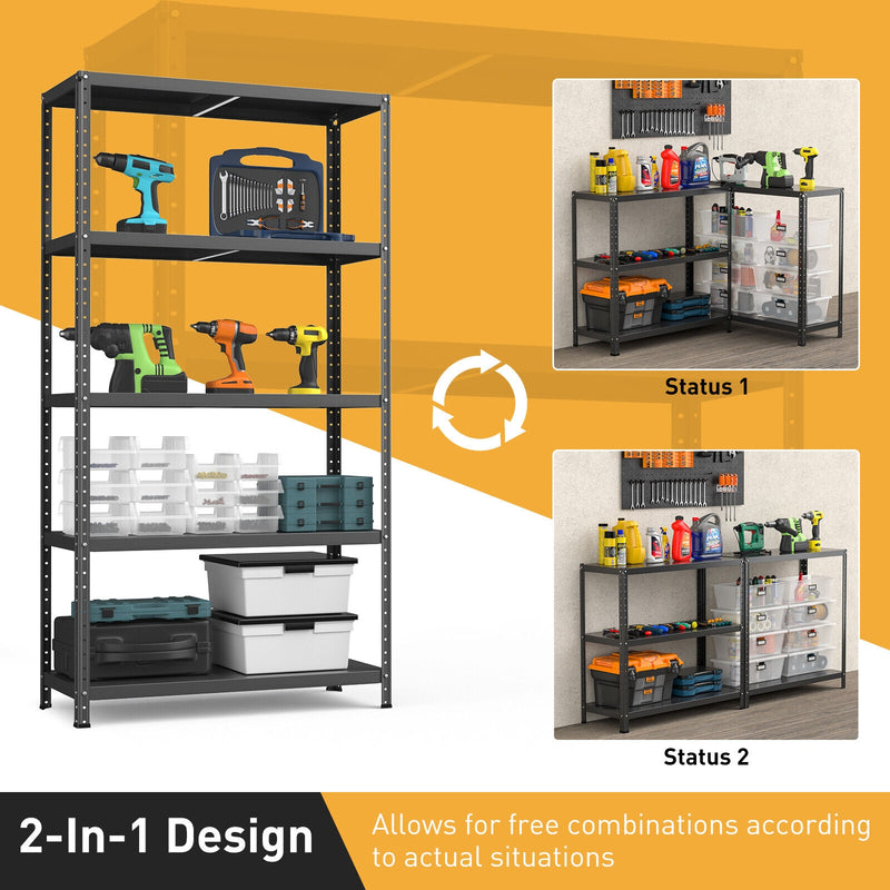 5-Tier Metal Utility Storage Rack for Free Combination-Black