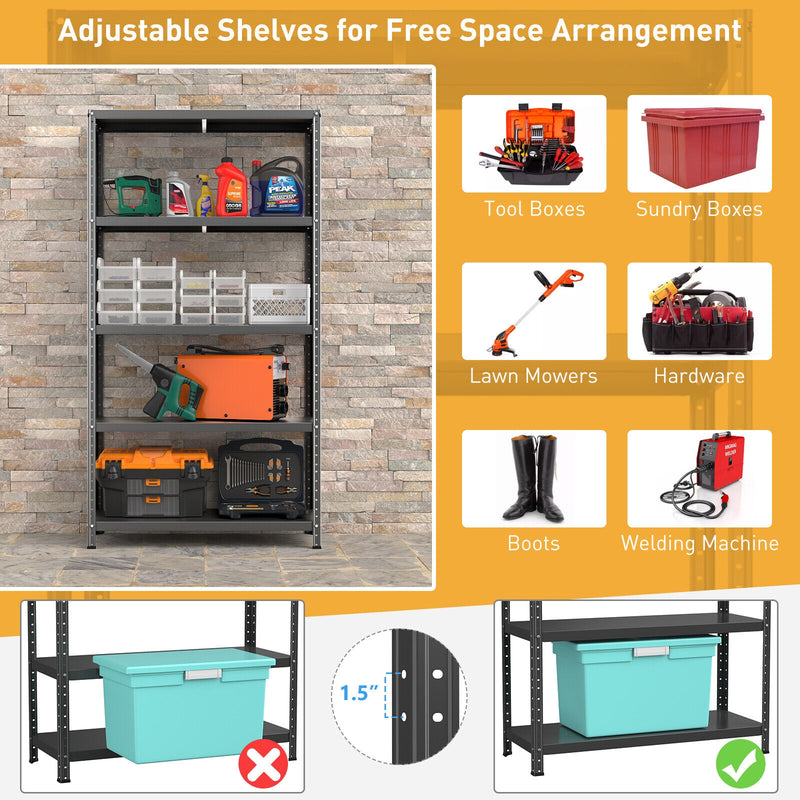 5-Tier Metal Utility Storage Rack for Free Combination-Black