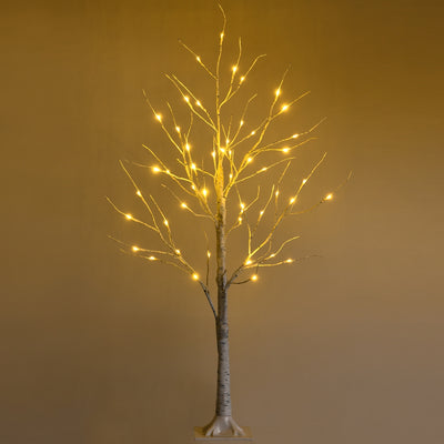 Pre-lit White Twig Birch Tree for Christmas Holiday with LED Lights-4 ft