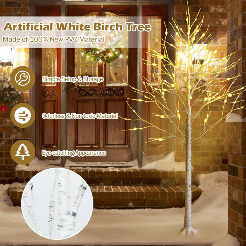 Pre-lit White Twig Birch Tree for Christmas Holiday with LED Lights-6 ft