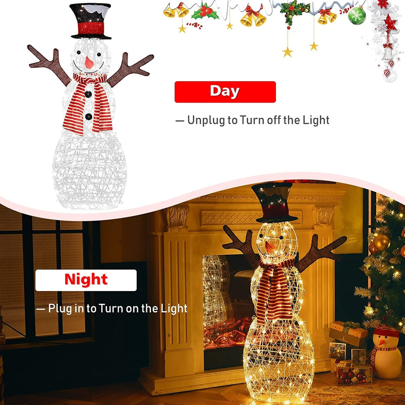 Indoor/Outdoor Christmas Lighted Snowman Decorations with Pre-Lit 80 Lights