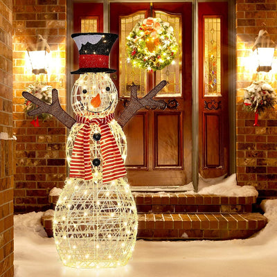 Indoor/Outdoor Christmas Lighted Snowman Decorations with Pre-Lit 80 Lights