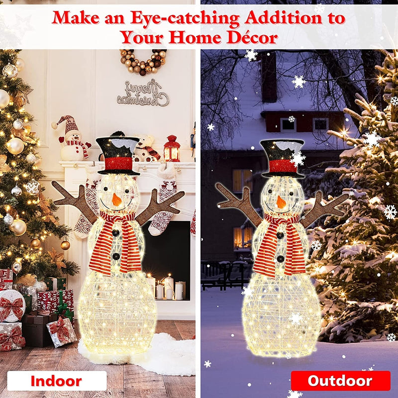 Indoor/Outdoor Christmas Lighted Snowman Decorations with Pre-Lit 80 Lights