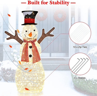 Indoor/Outdoor Christmas Lighted Snowman Decorations with Pre-Lit 80 Lights