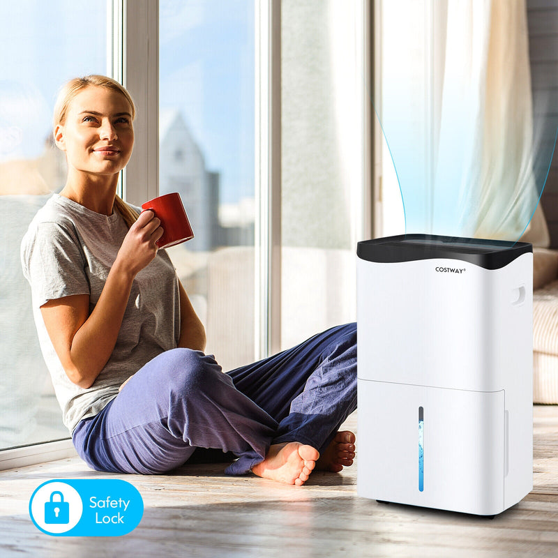 100-Pint Dehumidifier with Smart App and Alexa Control for Home and Basements-White