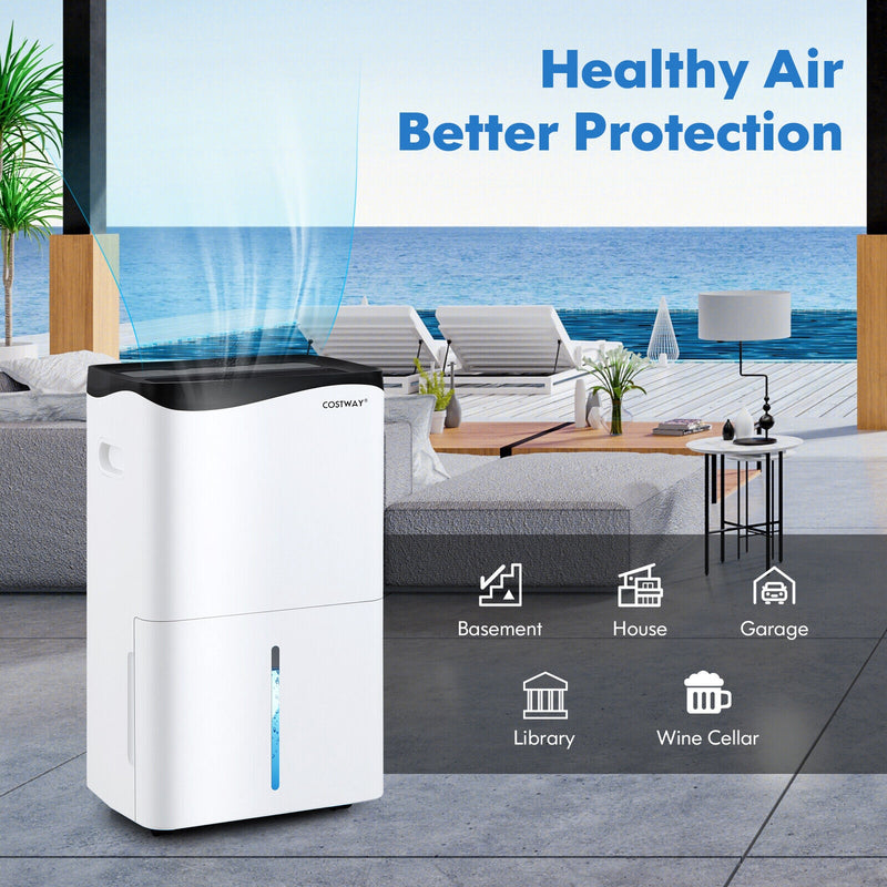 100-Pint Dehumidifier with Smart App and Alexa Control for Home and Basements-White