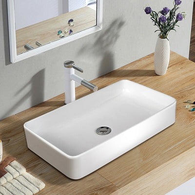 24 x 14 Inch Rectangle Bathroom Vessel Sink with Pop-up Drain