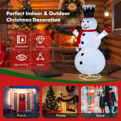 6 Feet Lighted Snowman with Top Hat and Red Scarf-White