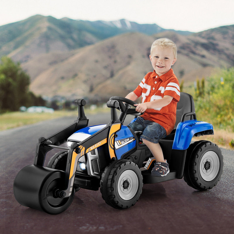 12V Kids Ride on Road Roller with 2.4G Remote Control-Blue