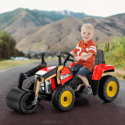 12V Kids Ride on Road Roller with 2.4G Remote Control-Red