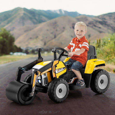 12V Kids Ride on Road Roller with 2.4G Remote Control-Yellow