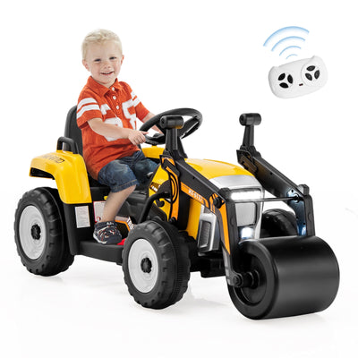 12V Kids Ride on Road Roller with 2.4G Remote Control-Yellow