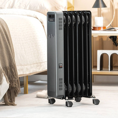 1500W Portable Oil-Filled Radiator Heater for Home and Office-Black