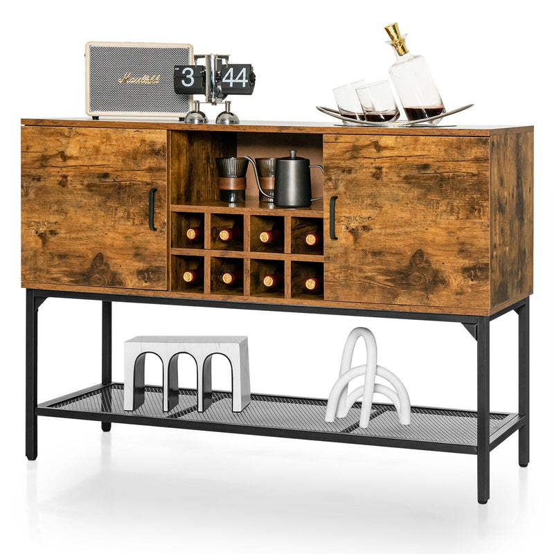 Industrial Kitchen Buffet Sideboard with Wine Rack and 2 Doors-Rustic Brown