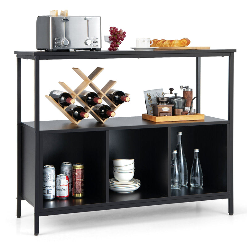 Modern Kitchen Buffet Sideboard with 3 Compartments-Black