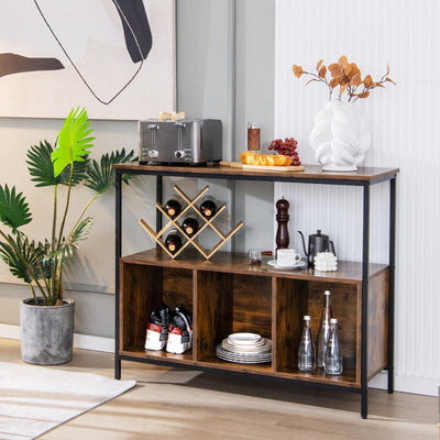 Modern Kitchen Buffet Sideboard with 3 Compartments-Rustic Brown