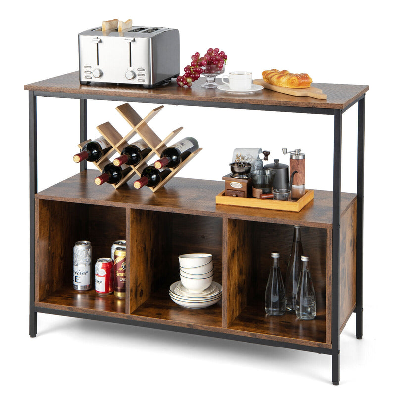 Modern Kitchen Buffet Sideboard with 3 Compartments-Rustic Brown