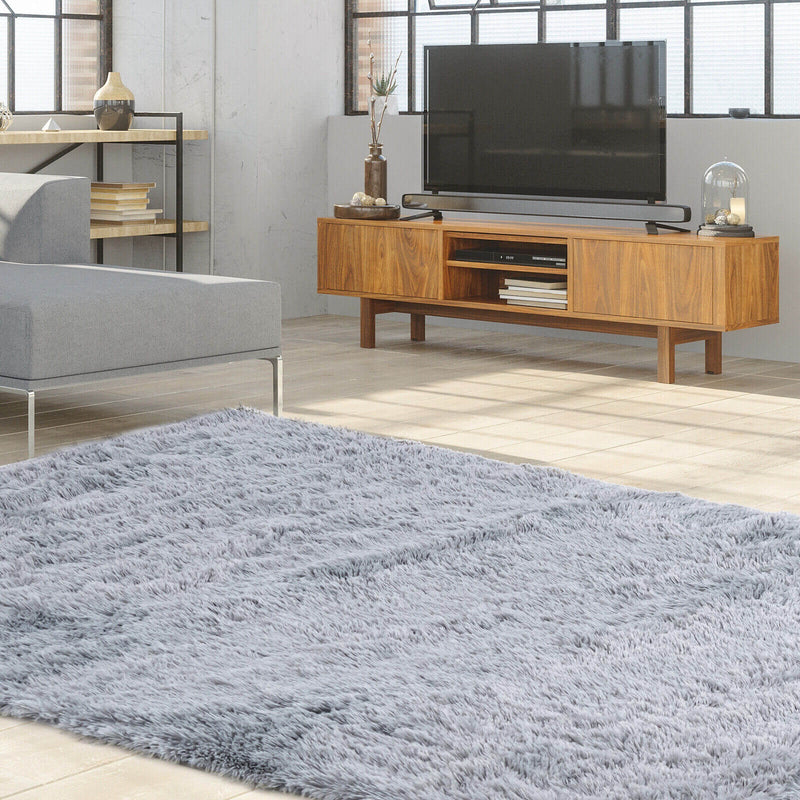 5 x 7 Feet Modern Rectangular Soft Shag Area Rug for Living Room Bedroom-Light Gray