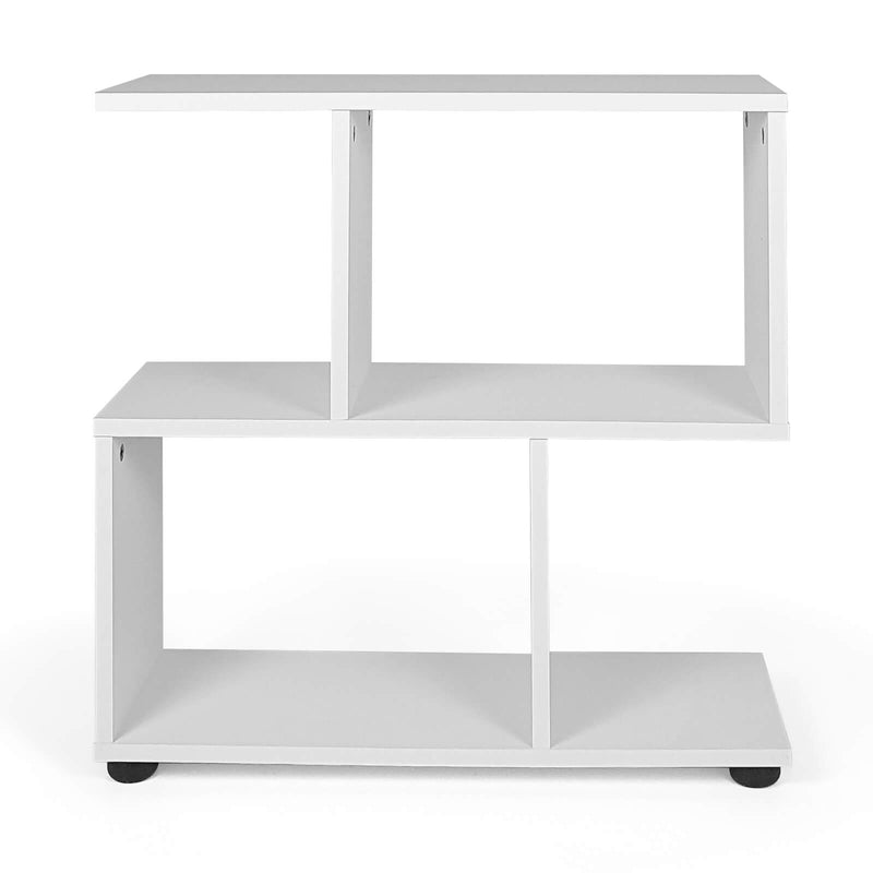 24 Inch 3-Tier Geometric Bookshelf with Thick Foot Pads-White